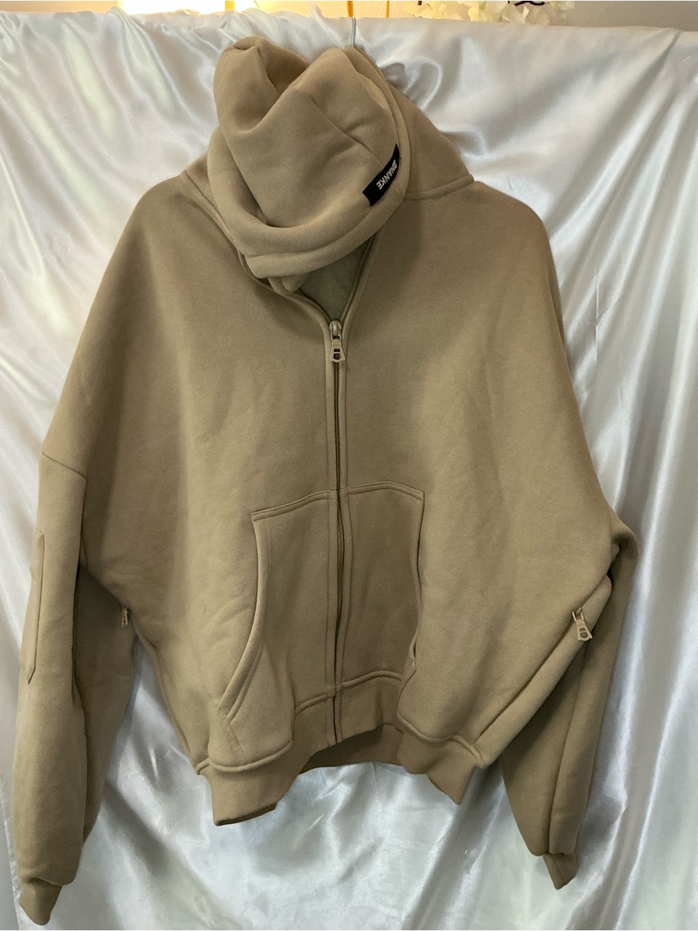NWT Unisex Ananke Full Zip Super Oversized Hoodie Tan XS